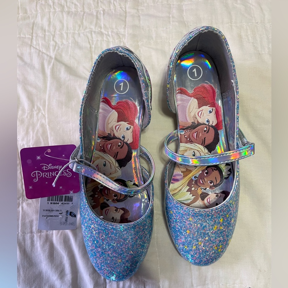 Disney Girl’s Light Blue Glitter Princess Shoes Size 1